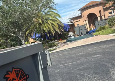 Roll off container at a construction and cleanup site in Melbourne Florida