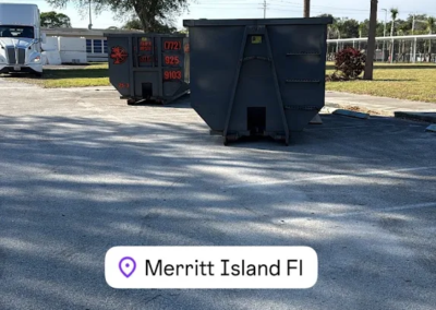 Roll off dumpster container at a commercial construction site in Merritt Island Florida