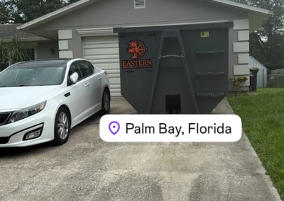 Roll off container at a construction and cleanup site in Palm Bay Florida