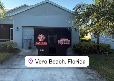 Roll off dumpster container at a commercial construction site in Vero Beach Florida